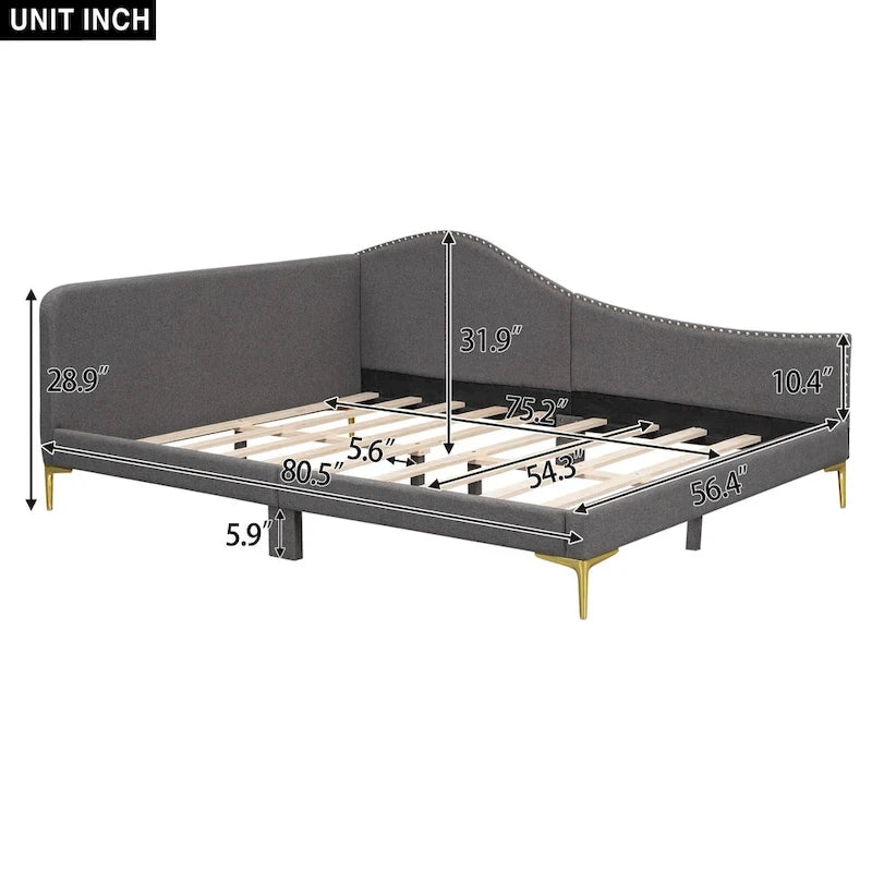 Modern Upholstered Daybed with Armrest and Headrest