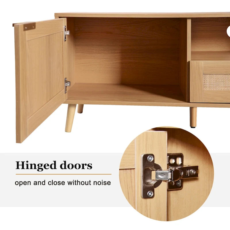 Wood 78  TV Stand with Wood Legs, Cabinets & Shelves for TVs Up to 85