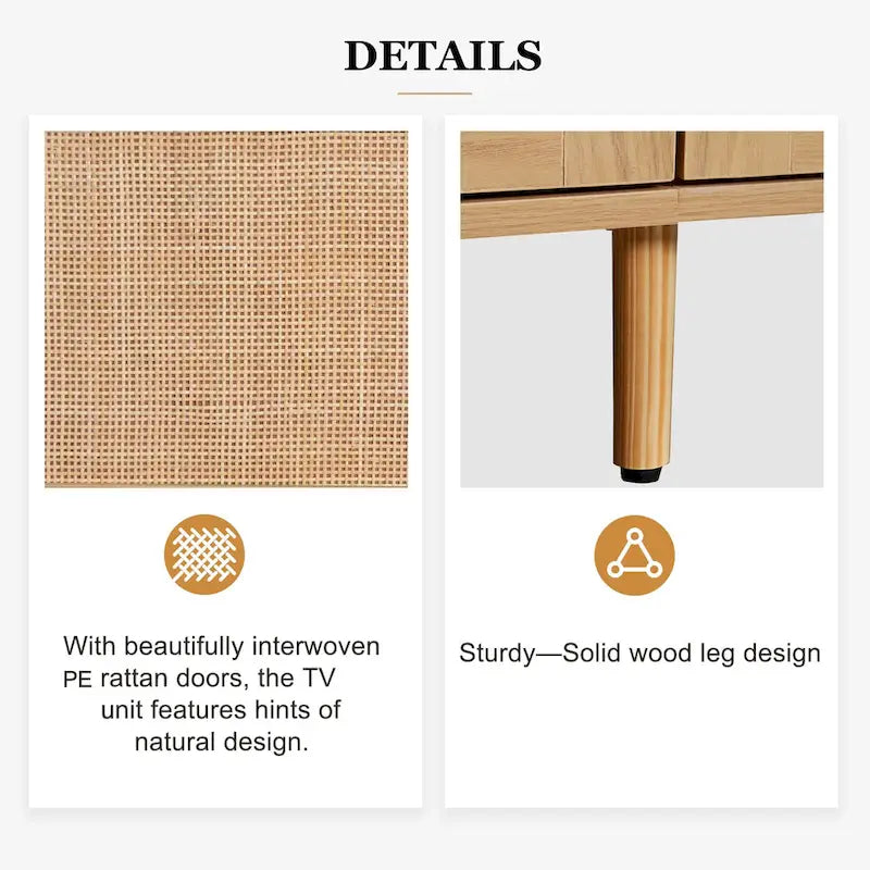 Wood 78  TV Stand with Wood Legs, Cabinets & Shelves for TVs Up to 85