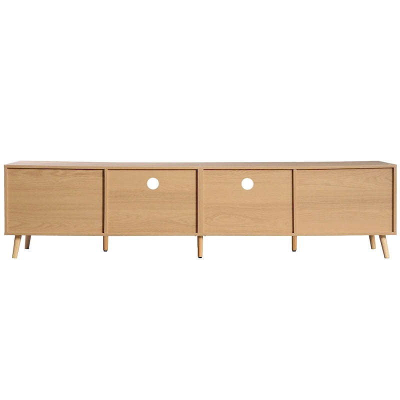 Wood 78  TV Stand with Wood Legs, Cabinets & Shelves for TVs Up to 85