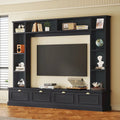 Black 104.2  Large Wall Unit with Bookshelves & Cabinets for TVs Up to 78