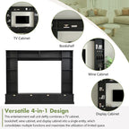 Black 104.2  Large Wall Unit with Bookshelves & Cabinets for TVs Up to 78