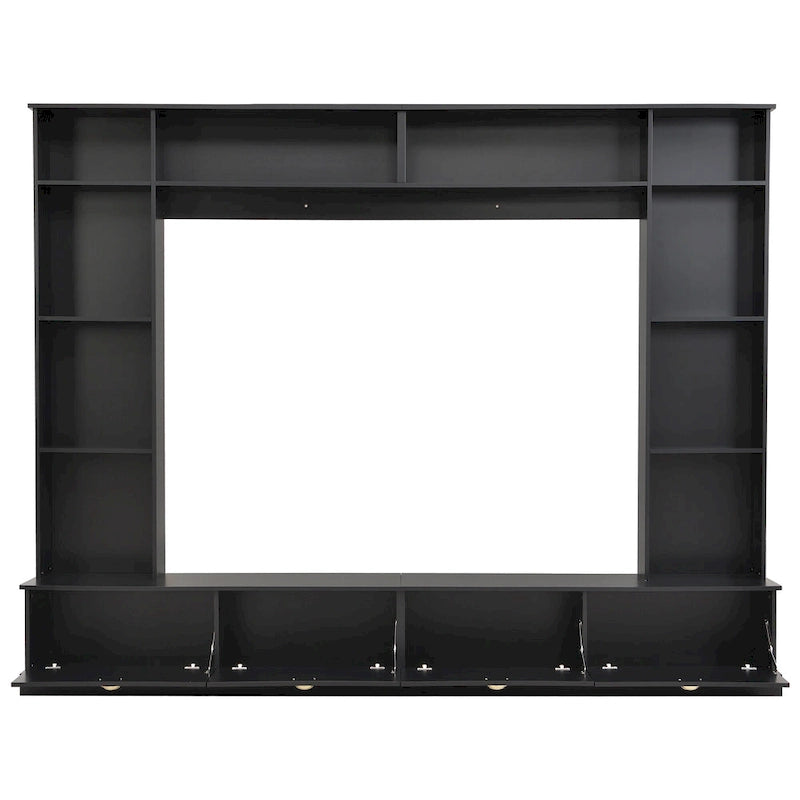 Black 104.2  Large Wall Unit with Bookshelves & Cabinets for TVs Up to 78
