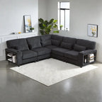 102.75  Corduroy L-Shaped Modular Sectional Sofa with Storage and Cup Holder