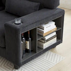 102.75  Corduroy L-Shaped Modular Sectional Sofa with Storage and Cup Holder