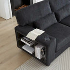 102.75  Corduroy L-Shaped Modular Sectional Sofa with Storage and Cup Holder