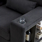 102.75  Corduroy L-Shaped Modular Sectional Sofa with Storage and Cup Holder
