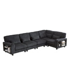 102.75  Corduroy L-Shaped Modular Sectional Sofa with Storage and Cup Holder