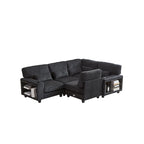 102.75  Corduroy L-Shaped Modular Sectional Sofa with Storage and Cup Holder