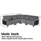 102.75  Corduroy L-Shaped Modular Sectional Sofa with Storage and Cup Holder