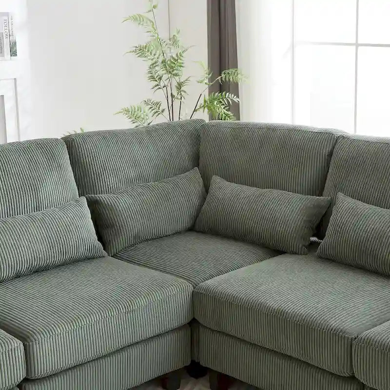 102.75  Corduroy L-Shaped Modular Sectional Sofa with Storage and Cup Holder