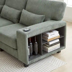102.75  Corduroy L-Shaped Modular Sectional Sofa with Storage and Cup Holder