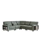 102.75  Corduroy L-Shaped Modular Sectional Sofa with Storage and Cup Holder