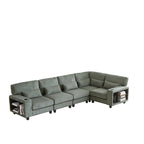 102.75  Corduroy L-Shaped Modular Sectional Sofa with Storage and Cup Holder