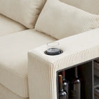 102.75  Corduroy L-Shaped Modular Sectional Sofa with Storage and Cup Holder