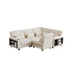 102.75  Corduroy L-Shaped Modular Sectional Sofa with Storage and Cup Holder