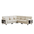 102.75  Corduroy L-Shaped Modular Sectional Sofa with Storage and Cup Holder