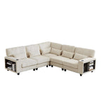 102.75  Corduroy L-Shaped Modular Sectional Sofa with Storage and Cup Holder