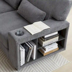 102.75  Corduroy L-Shaped Modular Sectional Sofa with Storage and Cup Holder