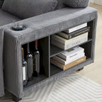 102.75  Corduroy L-Shaped Modular Sectional Sofa with Storage and Cup Holder