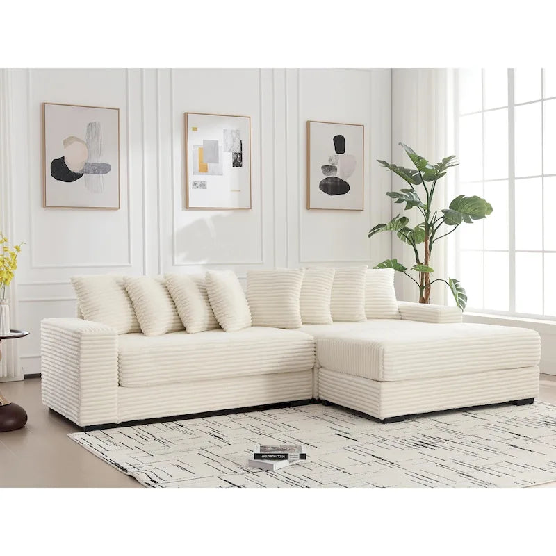 111  Corduroy L-Shaped Sectional Sofa with Oversized Right Chaise