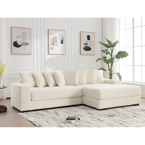 111  Corduroy L-Shaped Sectional Sofa with Oversized Right Chaise