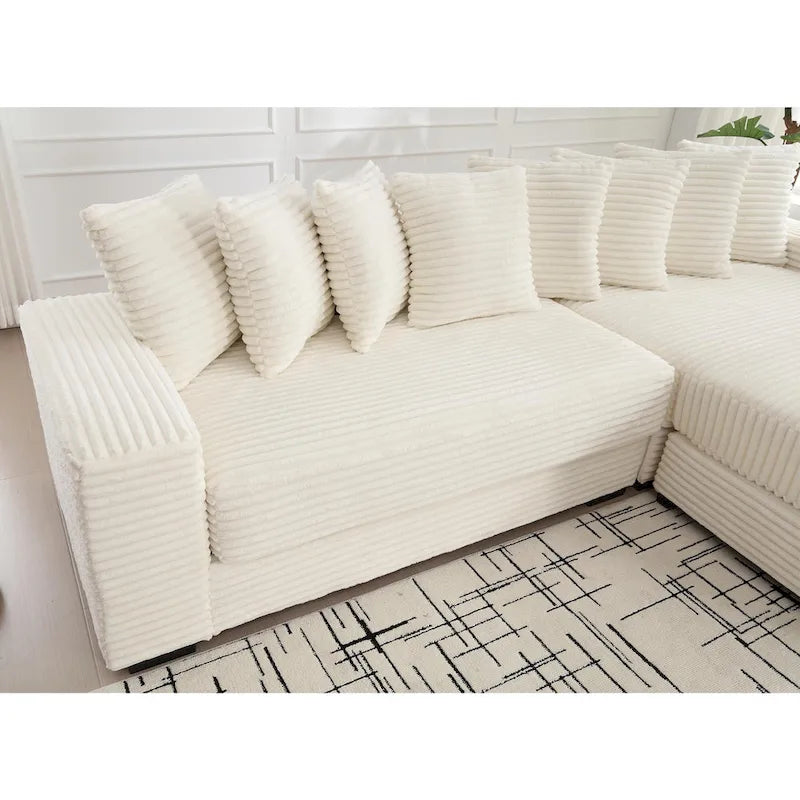 111  Corduroy L-Shaped Sectional Sofa with Oversized Right Chaise
