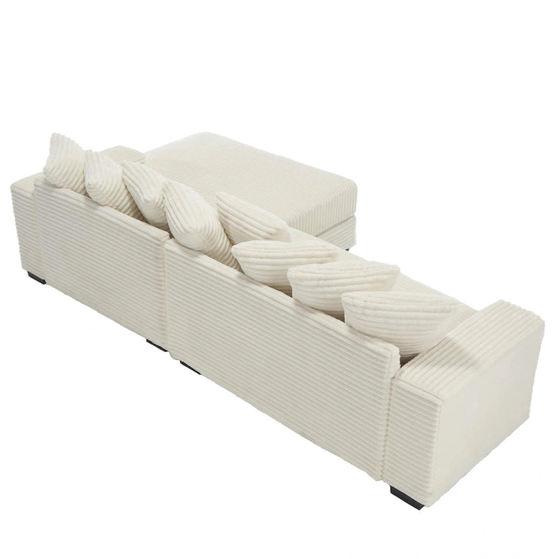 111  Corduroy L-Shaped Sectional Sofa with Oversized Right Chaise