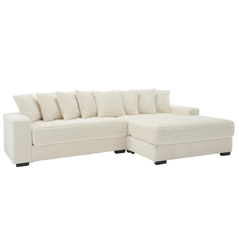 111  Corduroy L-Shaped Sectional Sofa with Oversized Right Chaise