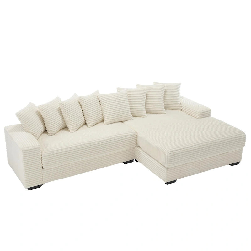 111  Corduroy L-Shaped Sectional Sofa with Oversized Right Chaise
