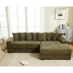 111  Corduroy L-Shaped Sectional Sofa with Oversized Right Chaise