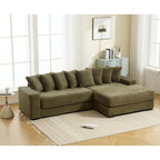 111  Corduroy L-Shaped Sectional Sofa with Oversized Right Chaise