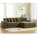 111  Corduroy L-Shaped Sectional Sofa with Oversized Right Chaise