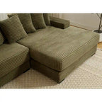 111  Corduroy L-Shaped Sectional Sofa with Oversized Right Chaise