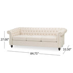 Chesterfield Button Tufted 3-seater Sofa with Nailheads