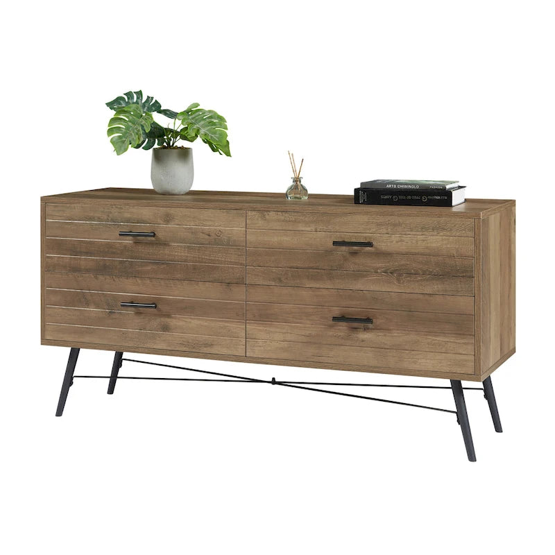 4-Drawer Horizontal Dresser, Dressers Bedroom Furniture Large Storage Tower Unit for Bedroom, Closet Living Room