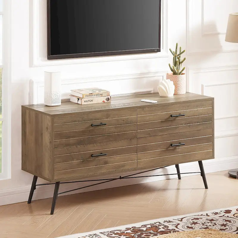 4-Drawer Horizontal Dresser, Dressers Bedroom Furniture Large Storage Tower Unit for Bedroom, Closet Living Room