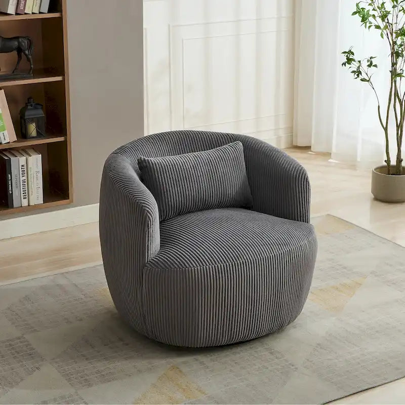 Corduroy Swivel Barrel Chair