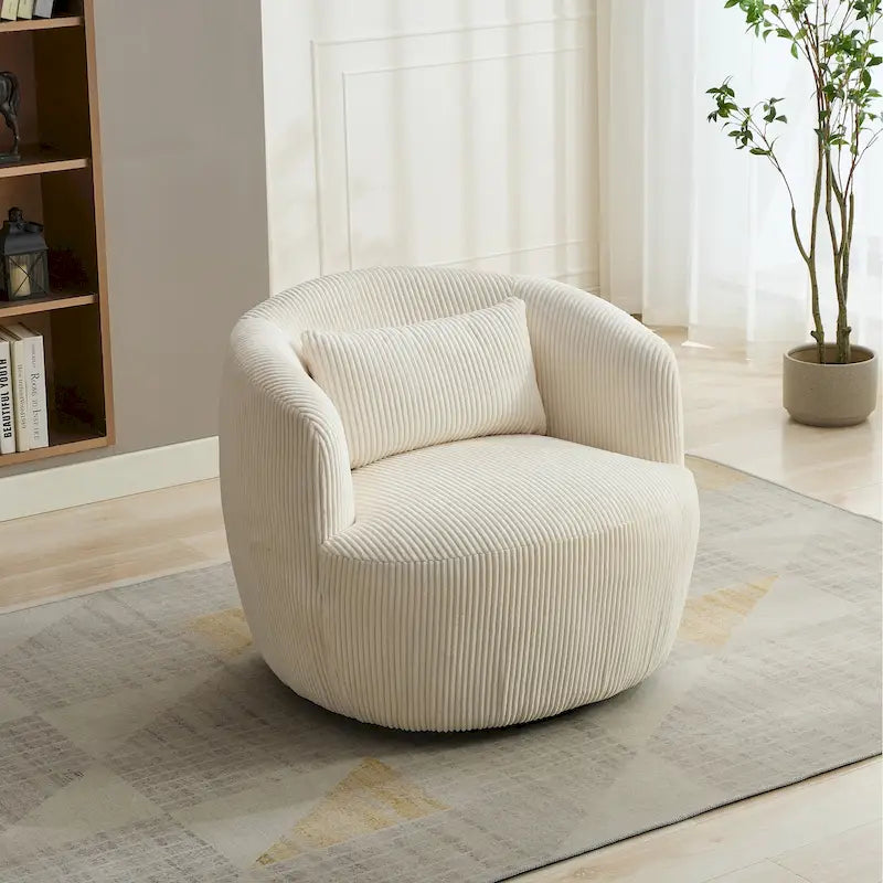 Corduroy Swivel Barrel Chair