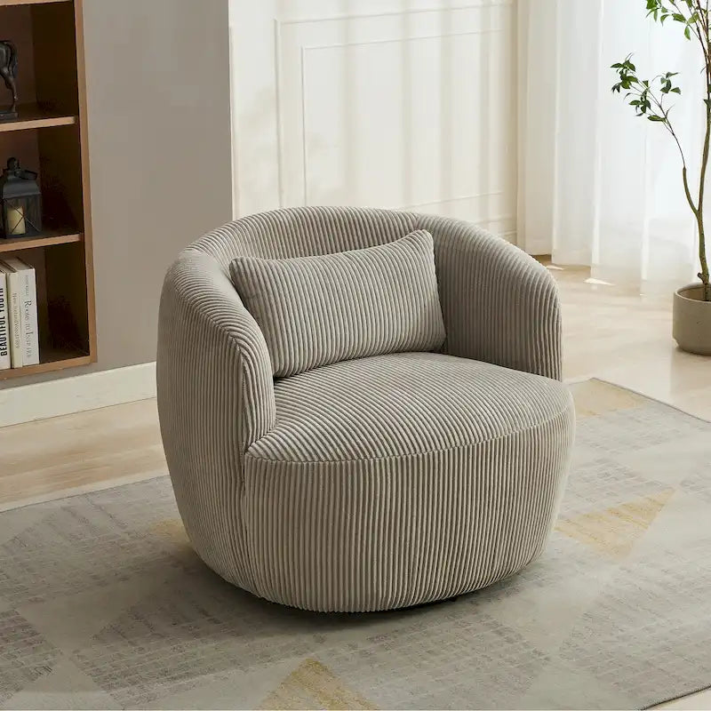 Corduroy Swivel Barrel Chair