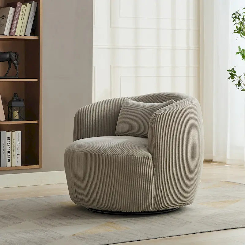Corduroy Swivel Barrel Chair