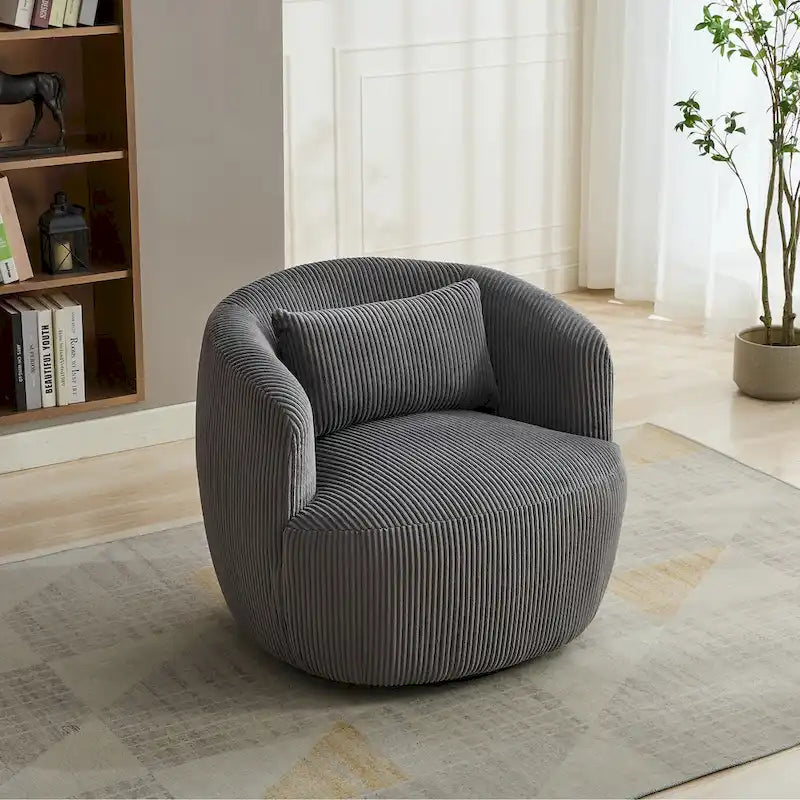 Corduroy Swivel Barrel Chair