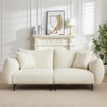 64  Classic Fabric 2-Seater Sofa with Wood Frame & 2 Pillows