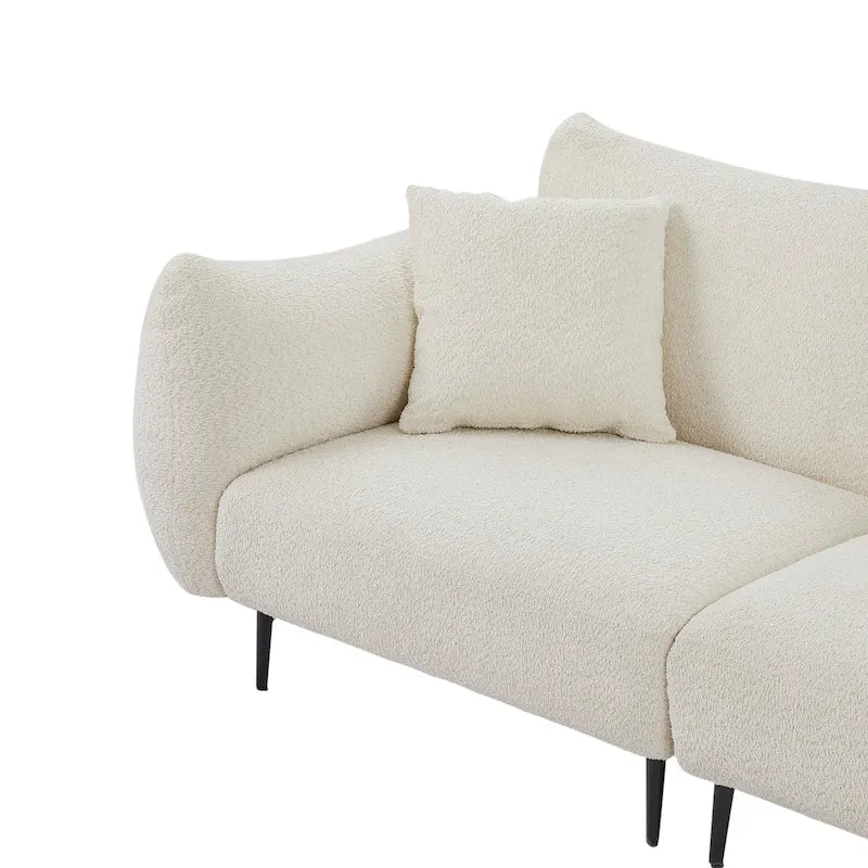 64  Classic Fabric 2-Seater Sofa with Wood Frame & 2 Pillows