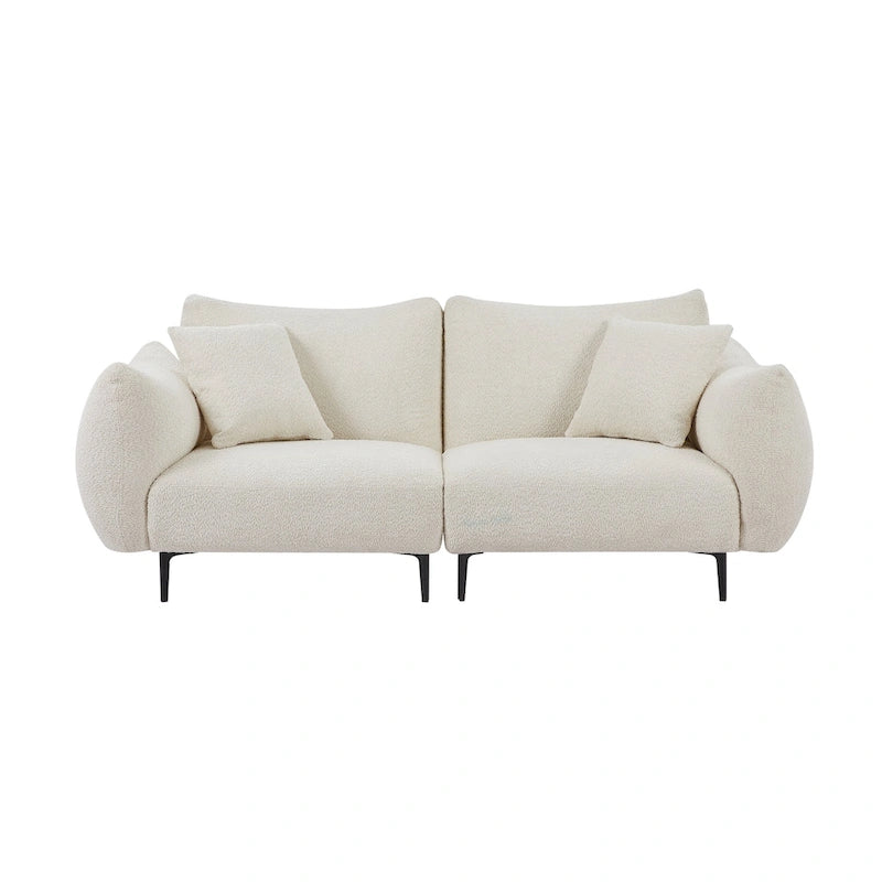 64  Classic Fabric 2-Seater Sofa with Wood Frame & 2 Pillows