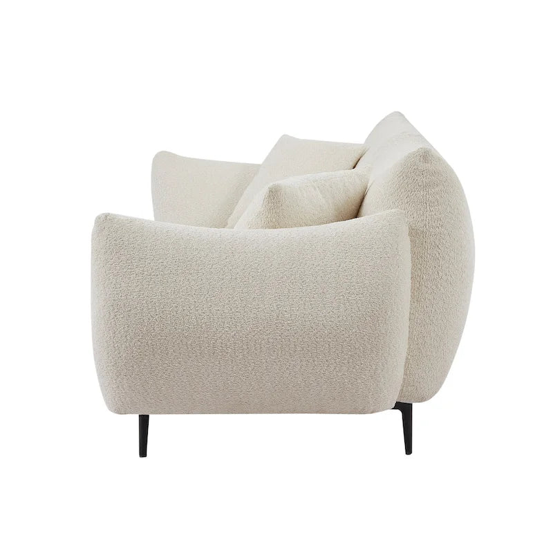 64  Classic Fabric 2-Seater Sofa with Wood Frame & 2 Pillows