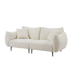 64  Classic Fabric 2-Seater Sofa with Wood Frame & 2 Pillows