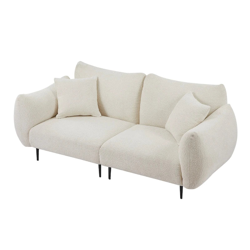 64  Classic Fabric 2-Seater Sofa with Wood Frame & 2 Pillows