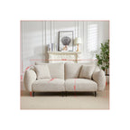 64  Classic Fabric 2-Seater Sofa with Wood Frame & 2 Pillows