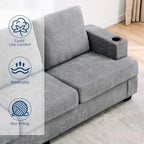 89  3-Seater Sofa, Deep Seat Sofa, Modern Comfy Couches for Living Room with Cup Holders